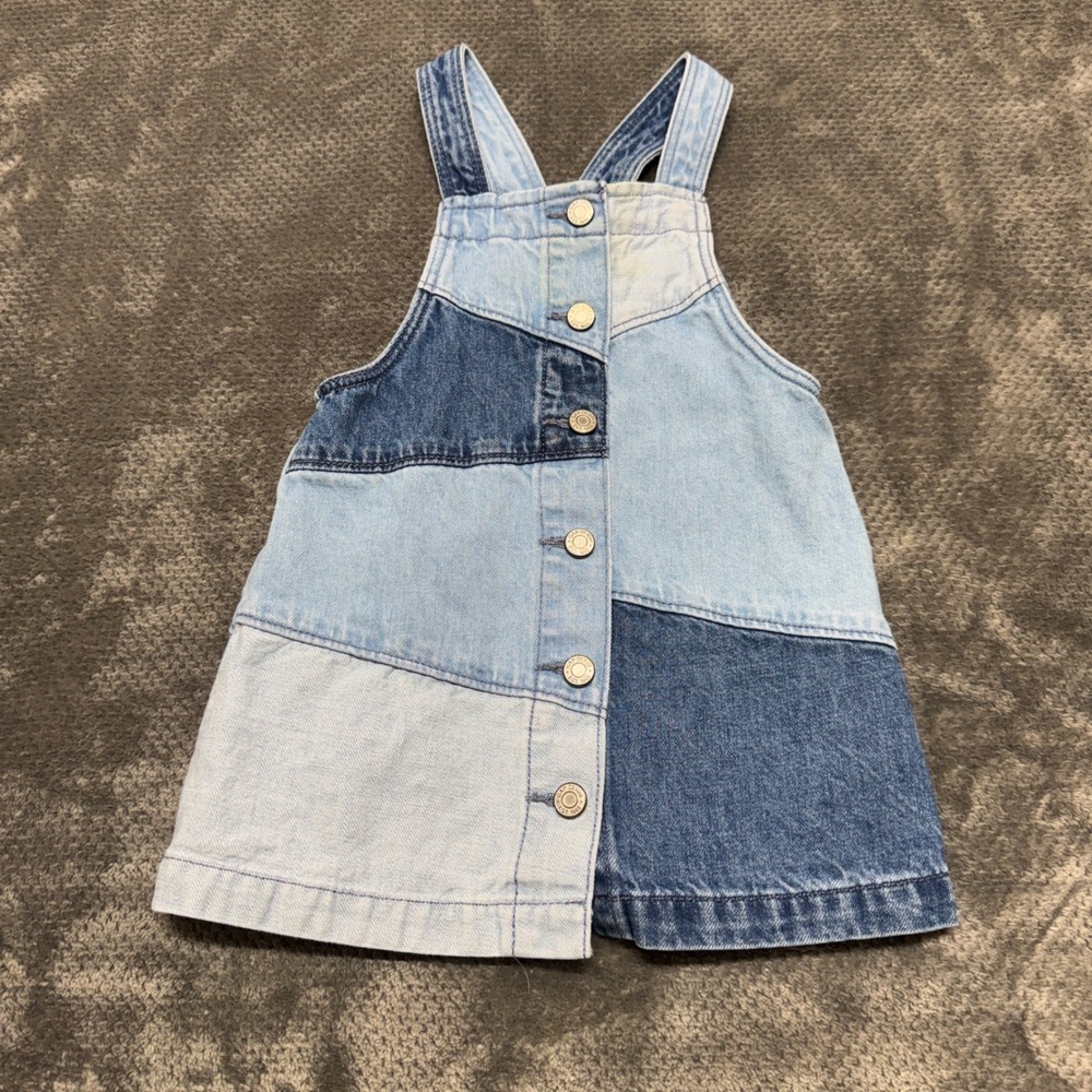 Baby Gap Toddler Girls Patchwork Denim Jumper Dress Blue 2T Skirtall 878332-00